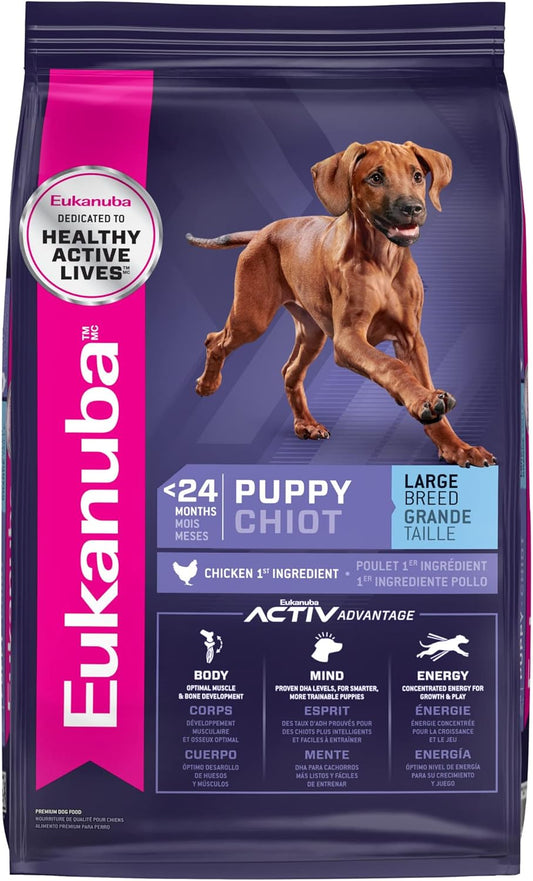 Eukanuba Dry Large Breed Puppy Food, Dry Dog Food for Puppies with Protein, DHA and Vitamins to Support Healthy Growth, 30 lb Bag