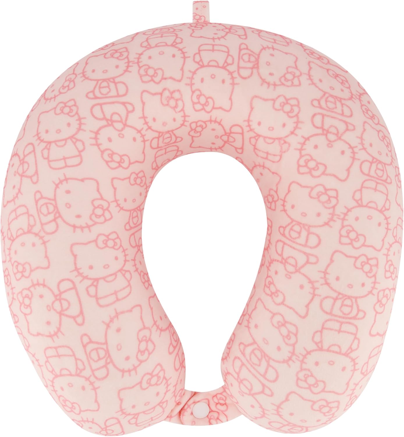 FUL Hello Kitty Neck Pillow, All Over Print Memory Foam Travel Accessories for Airplane, Car and Office, Comfortable and Breathable, Pink