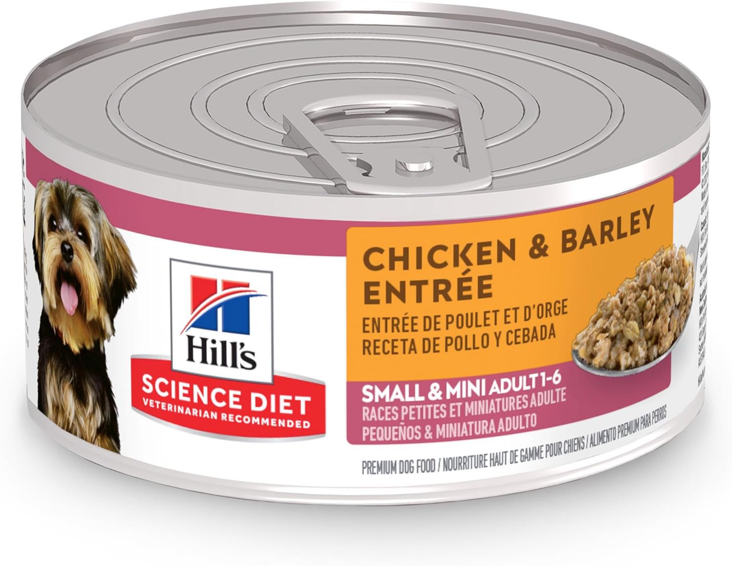 Hill's Science Diet Small & Mini, Senior Adult 7+, Small & Mini Breeds Senior Premium Nutrition, Wet Dog Food, Chicken & Barley Loaf, 5.8 oz Can, Case of 24