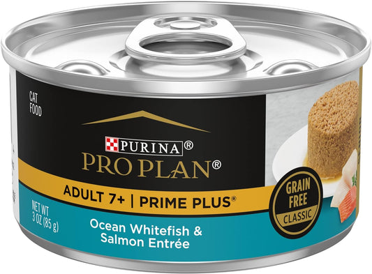 Purina Pro Plan Senior Cat Food Wet Pate, Ocean Whitefish and Salmon Entree - (Pack of 24) 3 oz. Pull-Top Cans