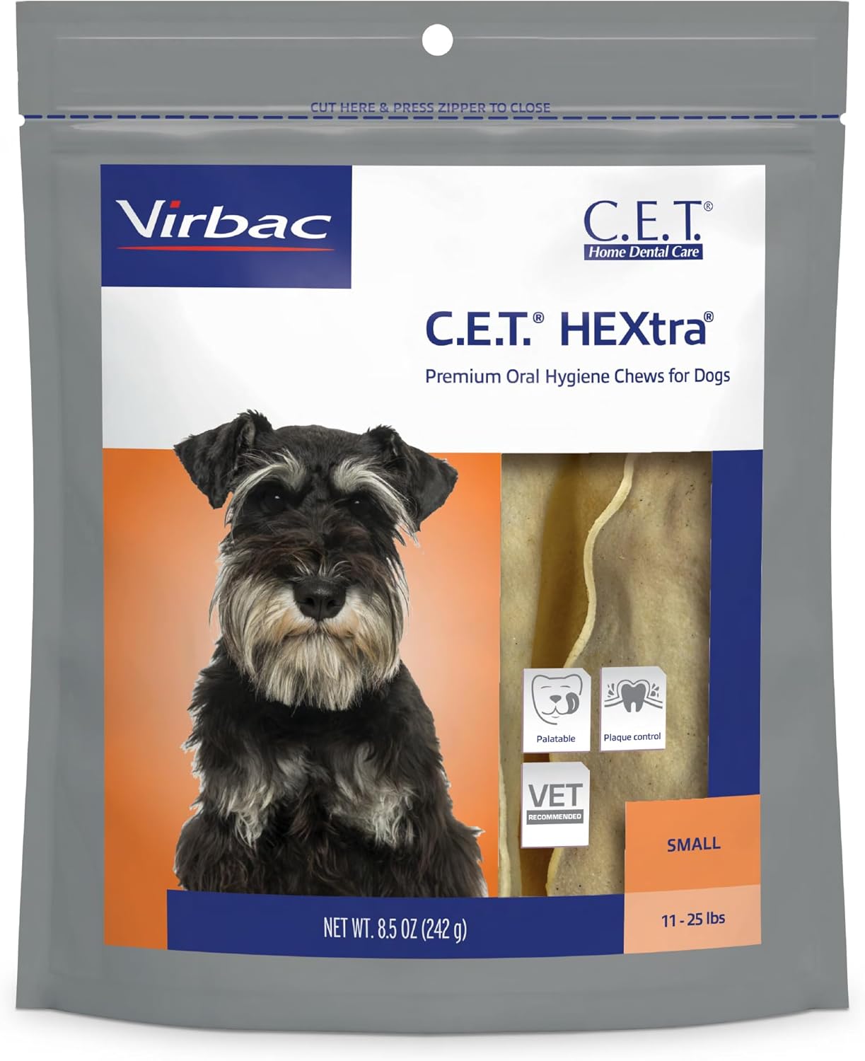 Virbac C.E.T. HEXtra Premium Oral Hygiene Chews for Dogs, 11-25 lbs, 8.5 Oz