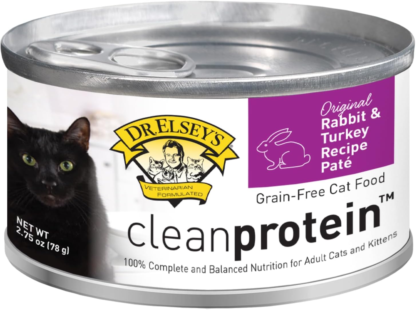 Dr. Elsey's cleanprotein Original Rabbit & Turkey Recipe Wet Cat Food, (Pack of 24), 2.75oz Cans