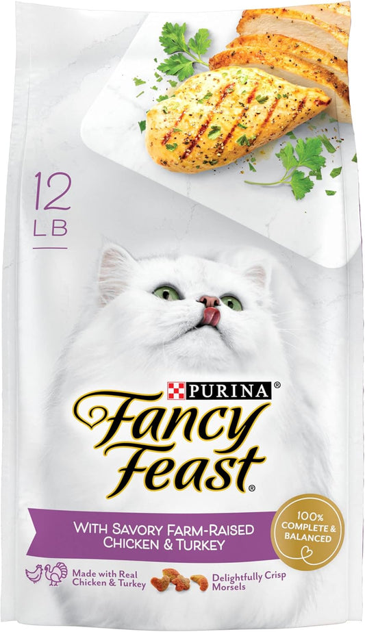 Purina Fancy Feast Dry Cat Food with Savory Farm-Raised Chicken and Turkey - 12 lb. Bag