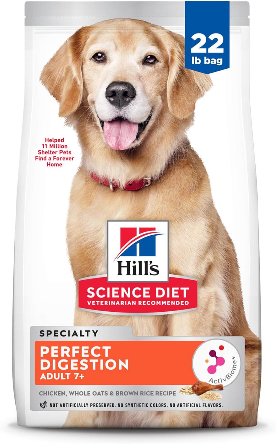 Hill's Science Diet Adult 7+ Perfect Digestion Chicken Dry Dog Food, 22 lbs.