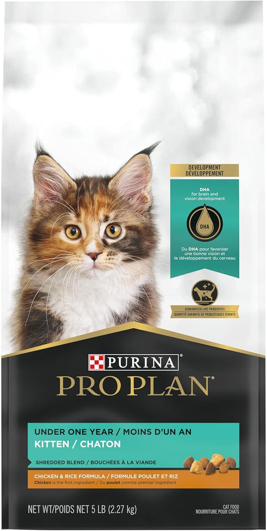 Purina Pro Plan With Probiotics, High Protein Dry Kitten Food, Shredded Blend Chicken & Rice Formula - 5 lb. Bag