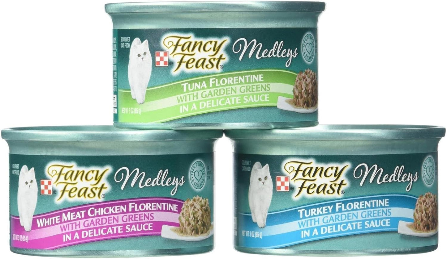 Fancy Feast Purina Medleys Cat Food Variety Pack - Florentine Collection - 3 Oz, 18 Case