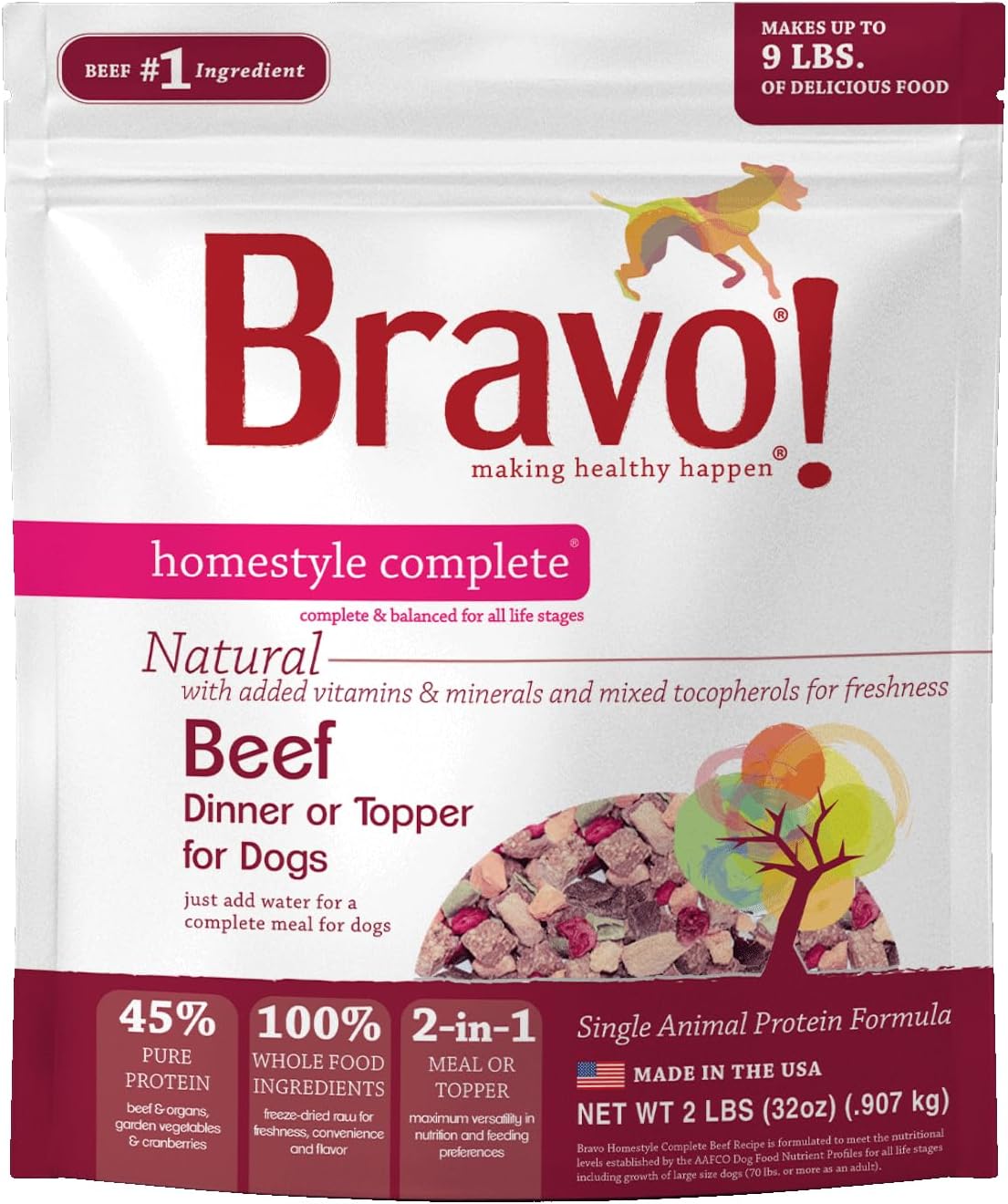 Bravo Homestyle Freeze Dried Dinner Beef Food, 2 Lb.