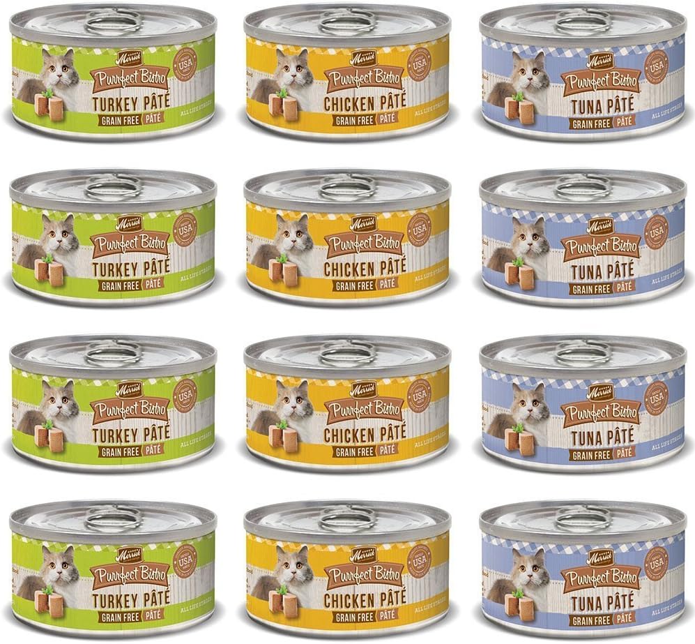 Merrick Purrfect Bistro Grain Free Pate Wet Cat Food Variety Pack, 3 OZ, 12 CT