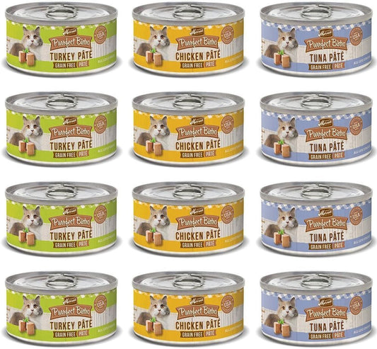 Merrick Purrfect Bistro Grain Free Pate Wet Cat Food Variety Pack, 3 OZ, 12 CT