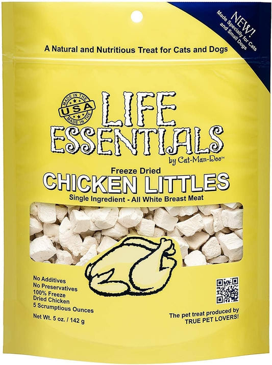 LIFE ESSENTIALS BY CAT-MAN-DOO Freeze Dried Chicken Little's for Dogs & Cats -5 oz (4) Pack