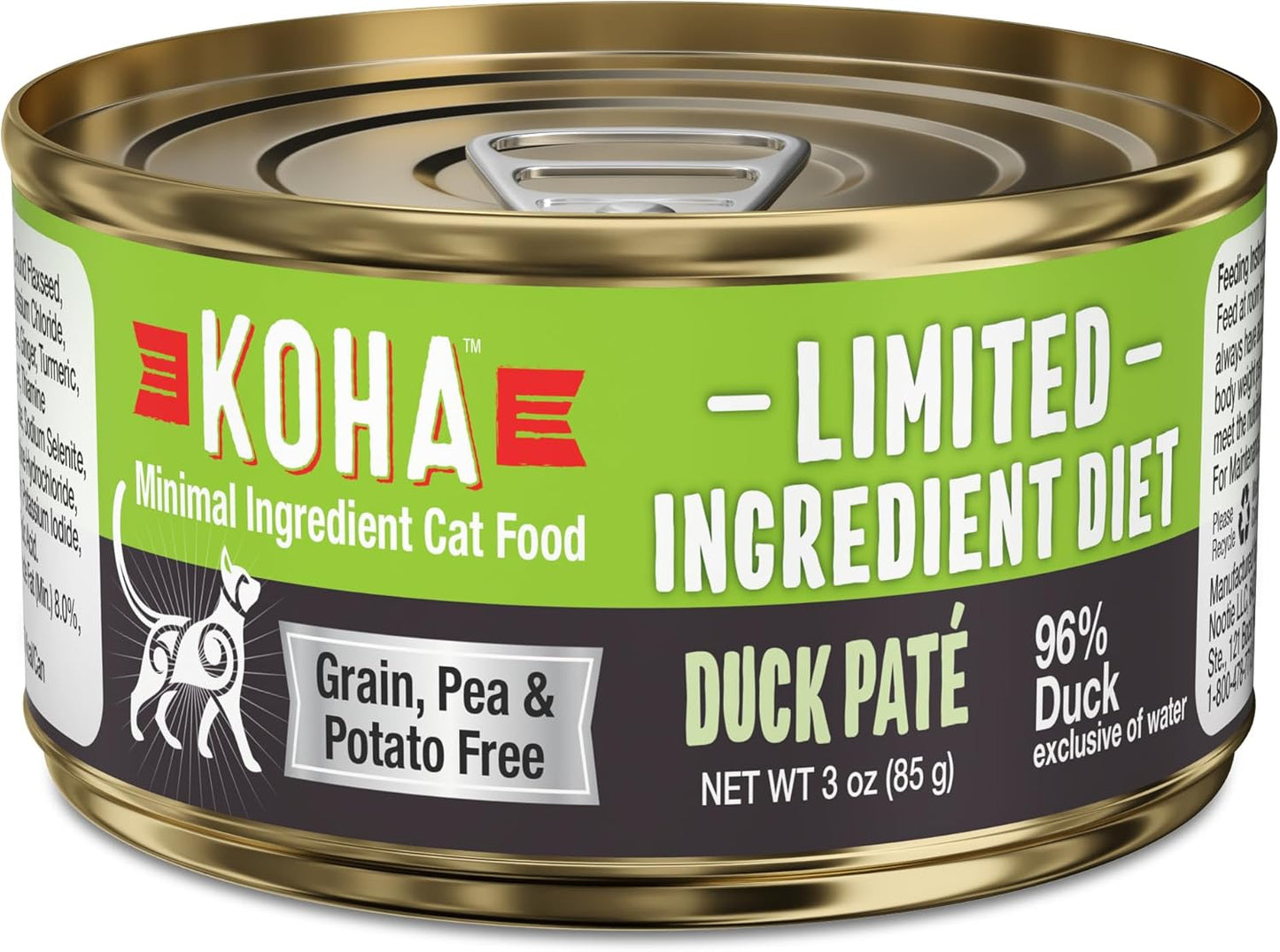 KOHA Limited Ingredient Diet Duck Pate for Cats - Single Meat Wet Cat Food for Sensitive Stomachs - Pate Cat Food with No Fillers - 3oz Pack of 24