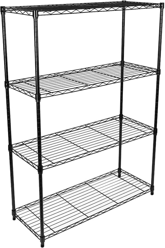 Simple Deluxe Heavy Duty 4-Tier Storage Shelving Unit, 35.83" W x 13.98" D x 55.91" H, 1000 Lbs Loading Capacity, Black