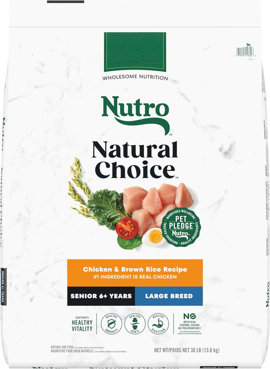 Nutro Natural Choice Senior Large Breed Dry Dog Food, Chicken and Brown Rice, 30 lbs.