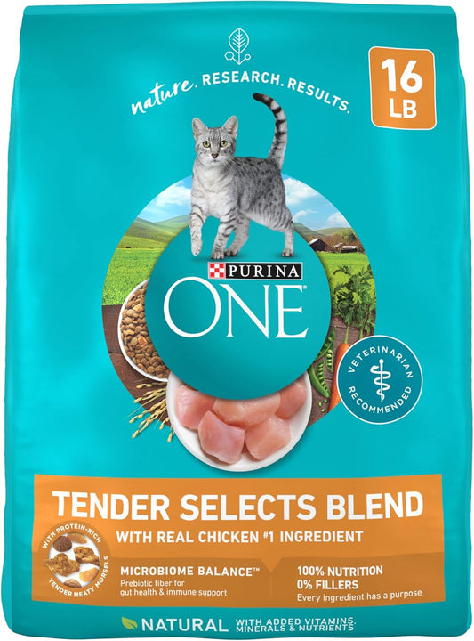 Purina ONE Natural Dry Cat Food, Tender Selects Blend With Real Chicken - 16 Lb. Bag