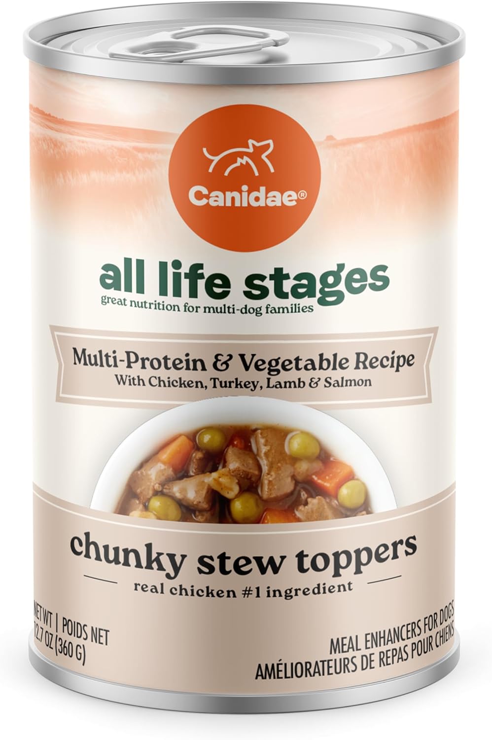 Canidae All Life Stages Wet Dog Food, Chunky Stew Toppers, Multi-Protein & Vegetable Recipe, 12.7 oz.