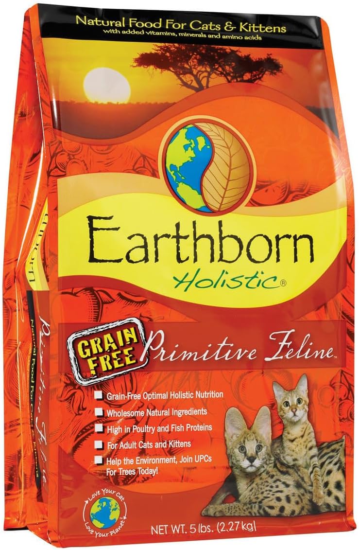 Earthborn Holistic Primitive Feline Grain-Free Dry Cat Food 5 Pound (Pack of 1)