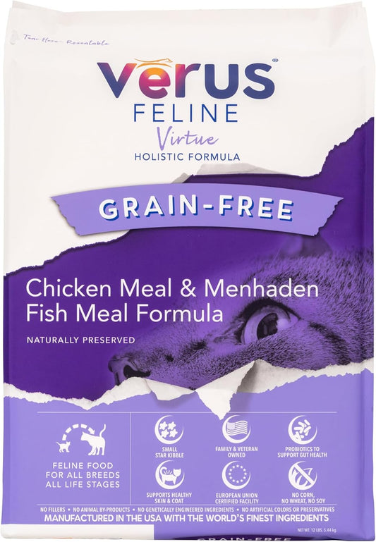 VeRUS Pet Foods Dry Cat Food Chicken, Feline Virtue Formula (12lb)