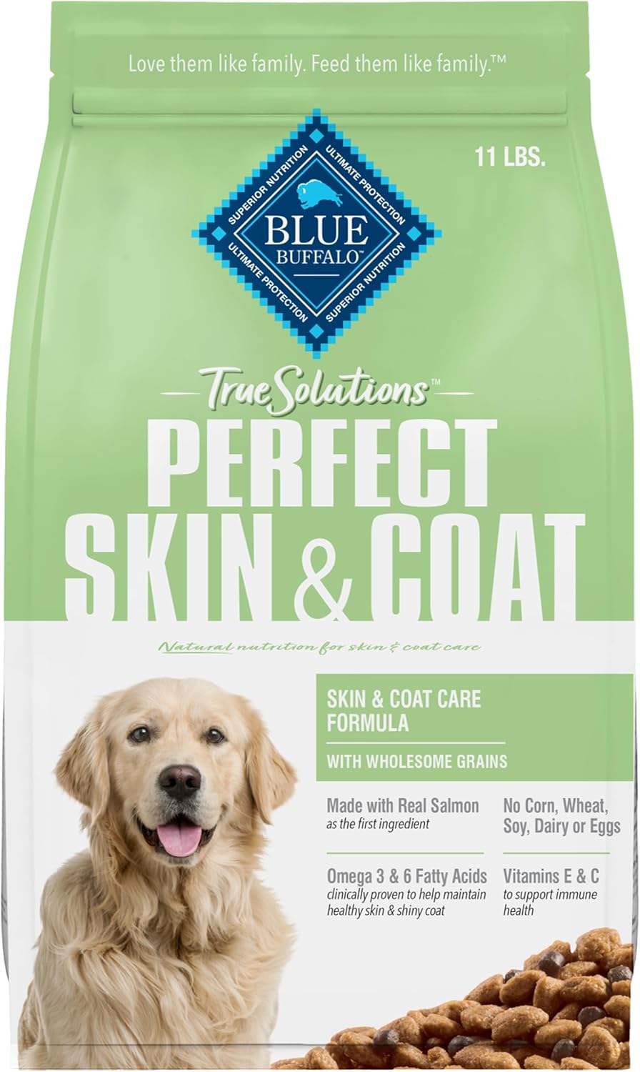 Blue Buffalo True Solutions Perfect Skin & Coat Natural Dry Food for Adult Dogs, Salmon, 11-lb. Bag