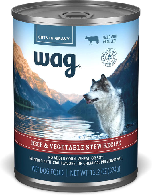 Amazon Brand - Wag Stew Canned Dog Food, Beef & Vegetable Recipe, 13.2 oz Can (Pack of 12)