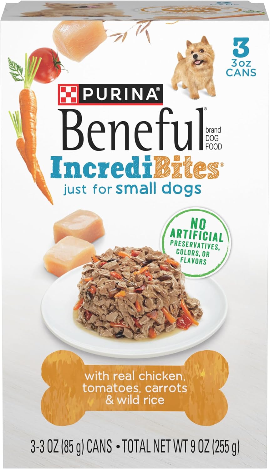 Purina Beneful Small Breed Wet Dog Food With Gravy, IncrediBites with Real Chicken - (8 Packs of 3) 3 oz. Cans