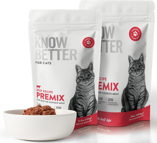 Know Better for Cats – Beef Recipe, RAW Cat Food Premix/Supplement for Making Homemade Cat Food, All Natural, Holistic Veterinarian Approved, Grain Free, No Artificial Additives