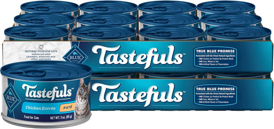 Blue Buffalo Tastefuls Natural Pate Wet Cat Food, Chicken Entrée 3-oz cans (Pack of 24)