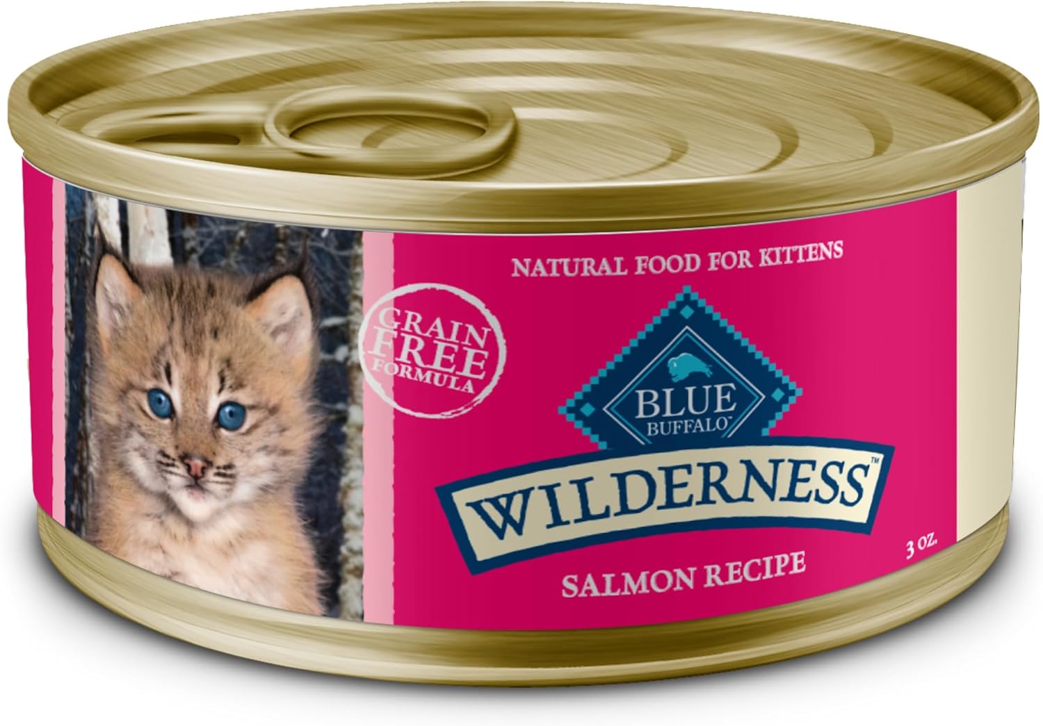 Blue Buffalo Wilderness Natural High Protein Grain Free Salmon Pate Wet Food for Kittens, 3 oz., Case of 24