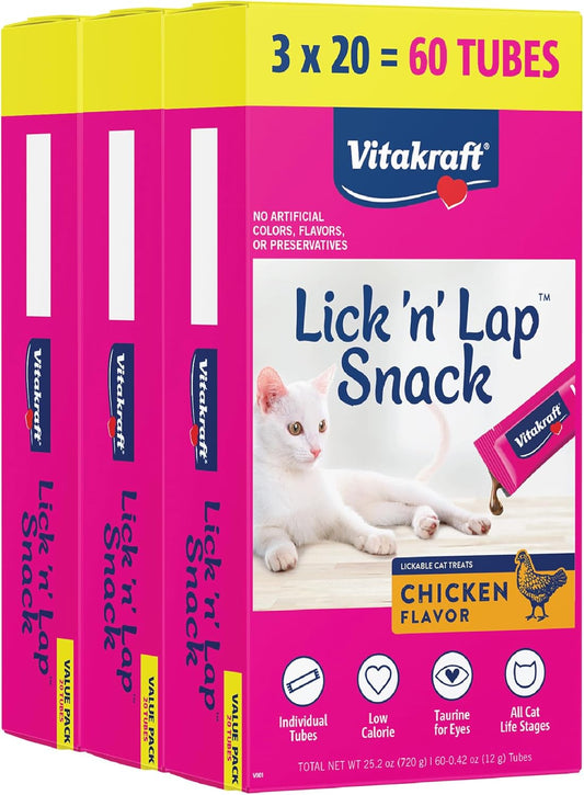 Lick 'n' Lap Snack with Chicken Cat Treat, Value-Pack 60pk