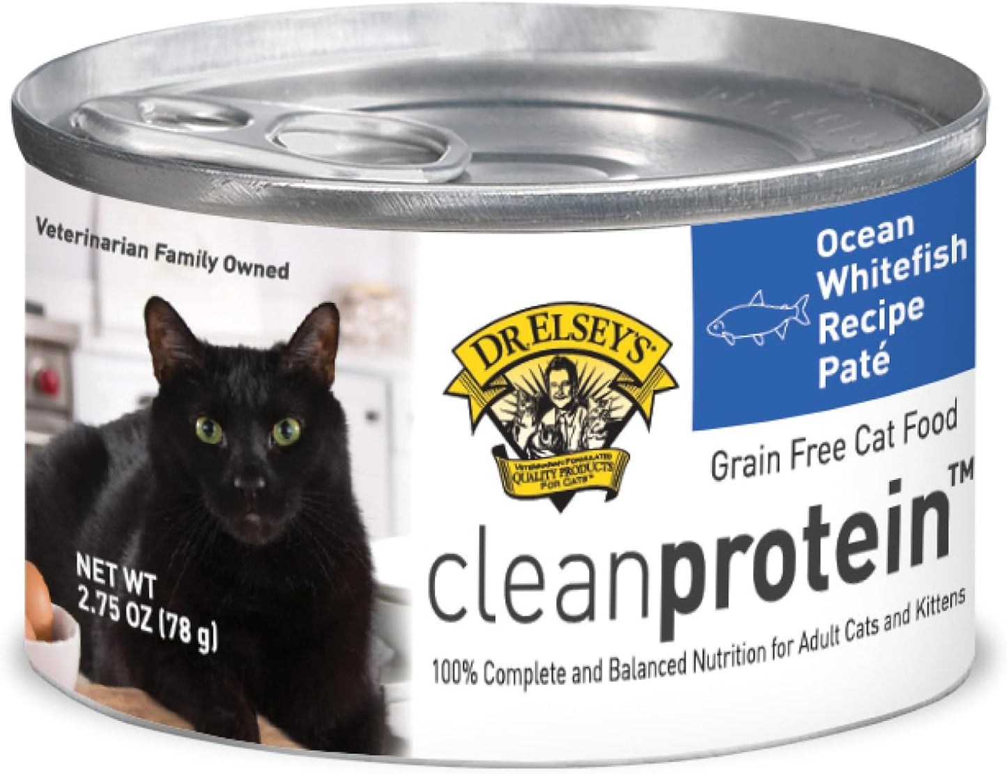 Dr. Elsey's Clean Protein Whitefish Wet Cat Food - Cat Wet Food Pate for All Cats - Canned Cat Food w/Natural Ingredients, No Fillers Wet Food for Cats (Case of 24, 2.75oz Cans)