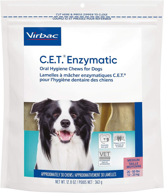 Virbac C.E.T. Enzymatic Oral Hygiene Chews for Dogs, Beef ,12.8 ounces