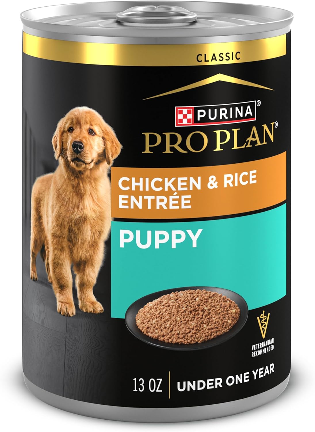 Purina Pro Plan Wet Puppy Food Pate, Wet Food Classic Chicken and Rice Entrée - (Pack of 12) 13 oz. Cans