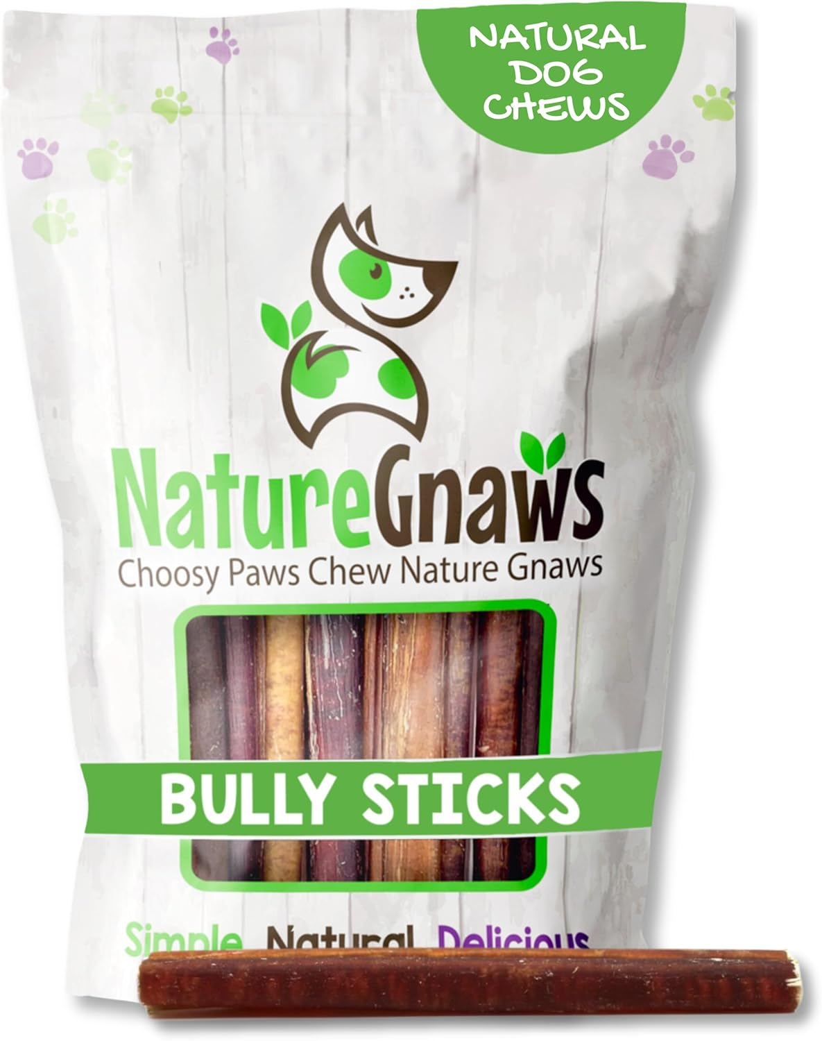 Nature Gnaws Large Bully Sticks for Dogs 5-6" (10 Count) - Thick Long Lasting for Aggressive Chewers and Large Dogs - Natural Beef Dog Chew Bones