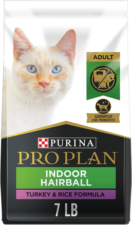 Purina Pro Plan Hairball Management, Indoor Cat Food, Turkey and Rice Formula - 7 lb. Bag