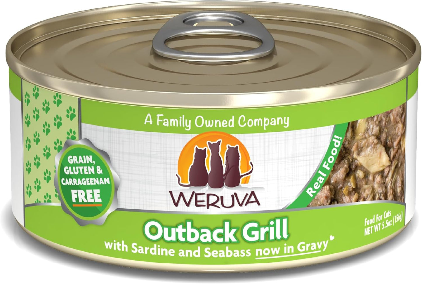 Weruva Classic Cat Food, Outback Grill with Sardine & Seabass in Gravy, 5.5oz Can (Pack of 24)