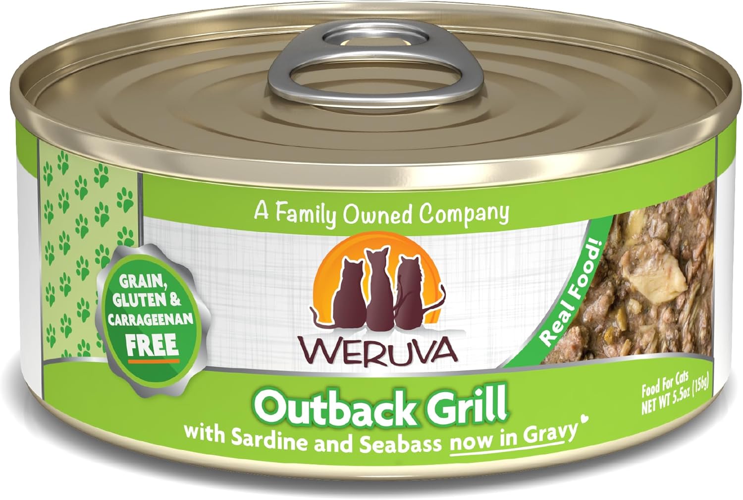 Weruva Classic Cat Food, Outback Grill with Sardine & Seabass in Gravy, 5.5oz Can (Pack of 24)