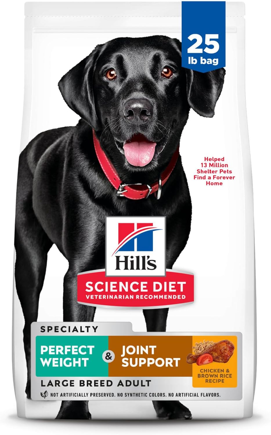 Hill's Science Diet Perfect Weight & Joint Support, Adult 1-5, Large Breed Weight Management & Joint Support, Dry Dog Food, Chicken & Brown Rice, 25 lb Bag