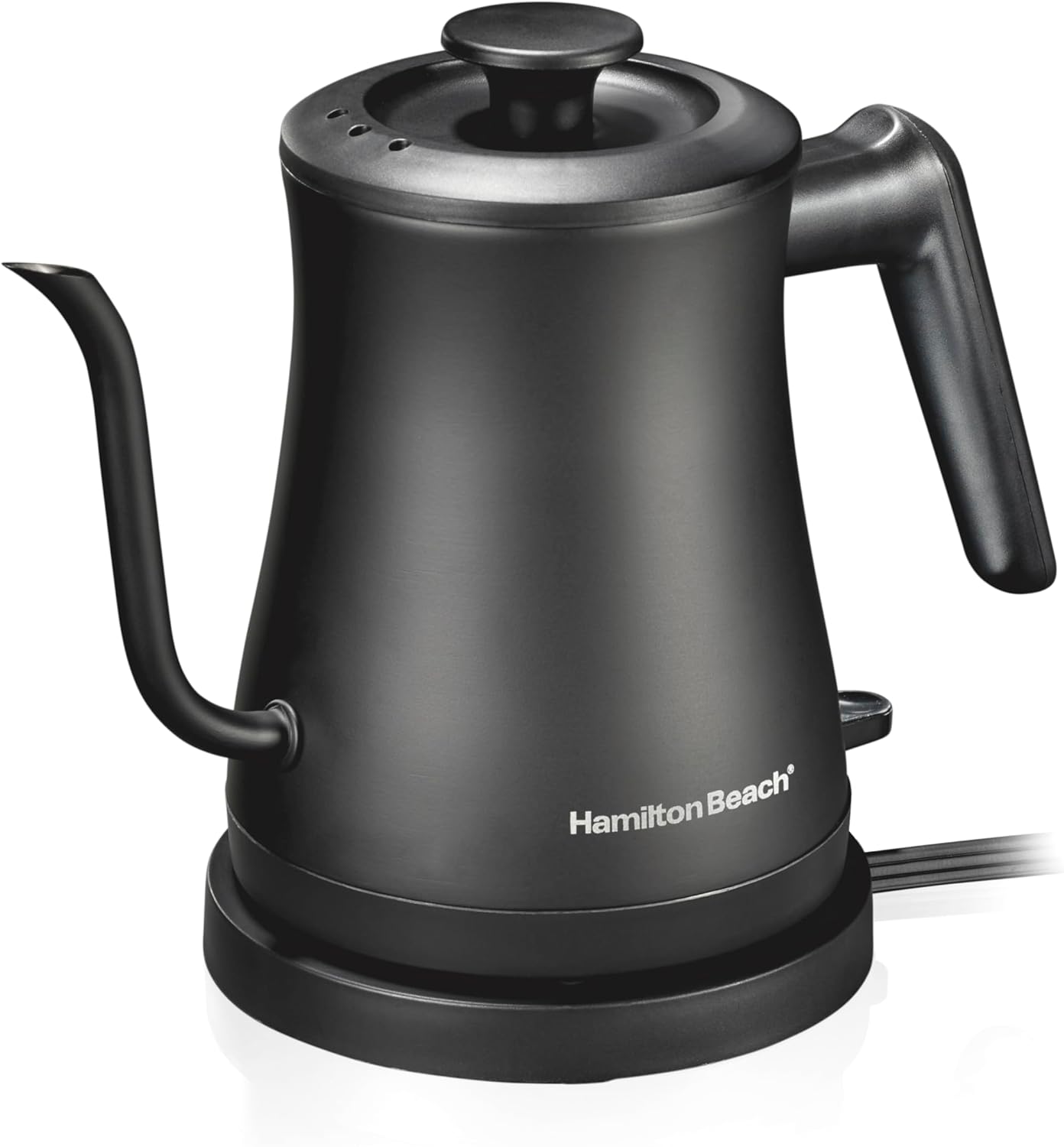 Hamilton Beach Compact 20 oz. \/ 0.6 Liter Gooseneck Electric Kettle for Boiling Water, Pour Over Coffee, Tea, Ultra Fast Heating With 1200 Watts, Stainless Steel BPA-Free Interior, Black (41045)