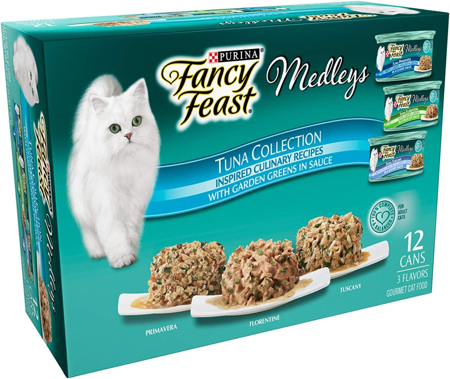 Purina Fancy Feast Wet Cat Food Variety Pack, Medleys Tuna Collection With Garden Greens in Sauce - (12) 3 oz. Cans