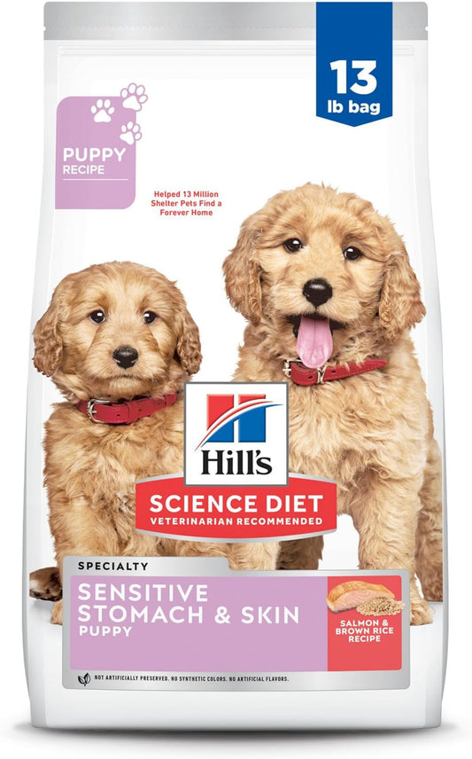 Hill's Science Diet Sensitive Stomach & Skin, Puppy, Stomach & Skin Sensitivity Support, Dry Dog Food, Salmon & Brown Rice, 13 lb Bag