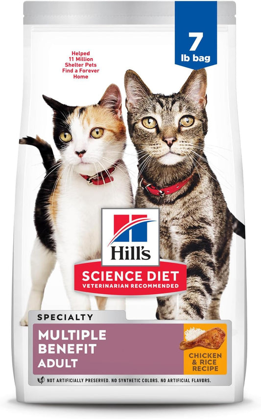 Hill's Science Diet Adult Multiple Benefit Chicken Recipe Dry Cat Food, 7 lbs.