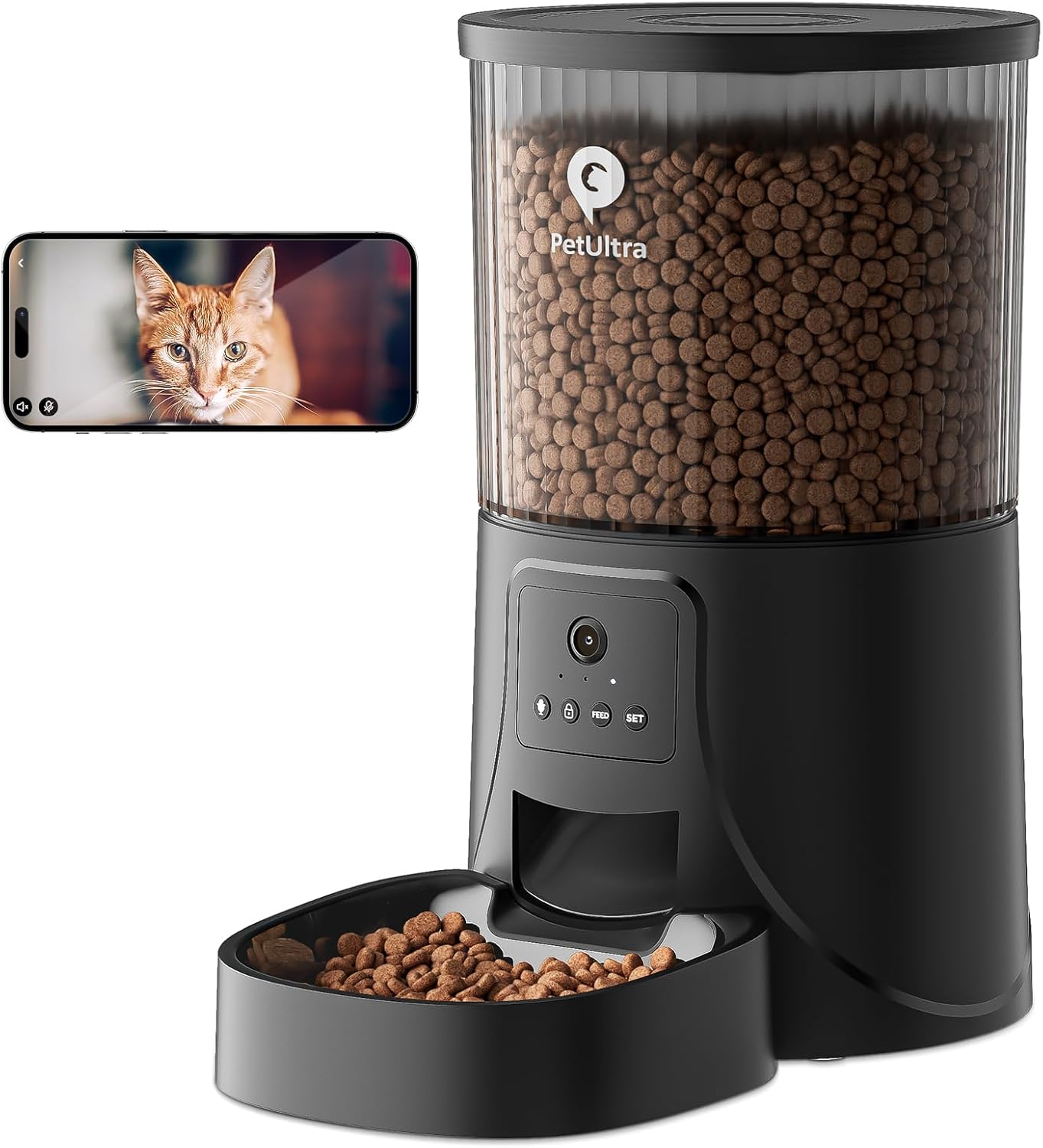 PETULTRA Automatic Cat Feeder with Camera- Cat Food Dispenser with Smart App- 4L Automatic Pet Feeder for cat and Small Dog with HD Video, 2-Way Audio& Detachable for Cleaning, Support 2.4Ghz WiFi