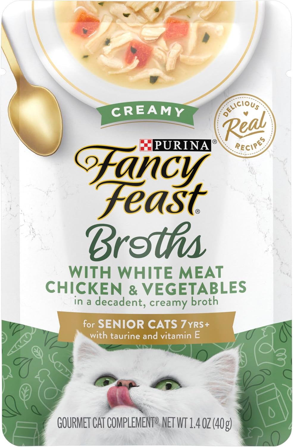 Purina Fancy Feast Lickable Senior Cat Food Broth Topper Creamy with White Meat Chicken - (Pack of 16) 1.4 oz. Pouches