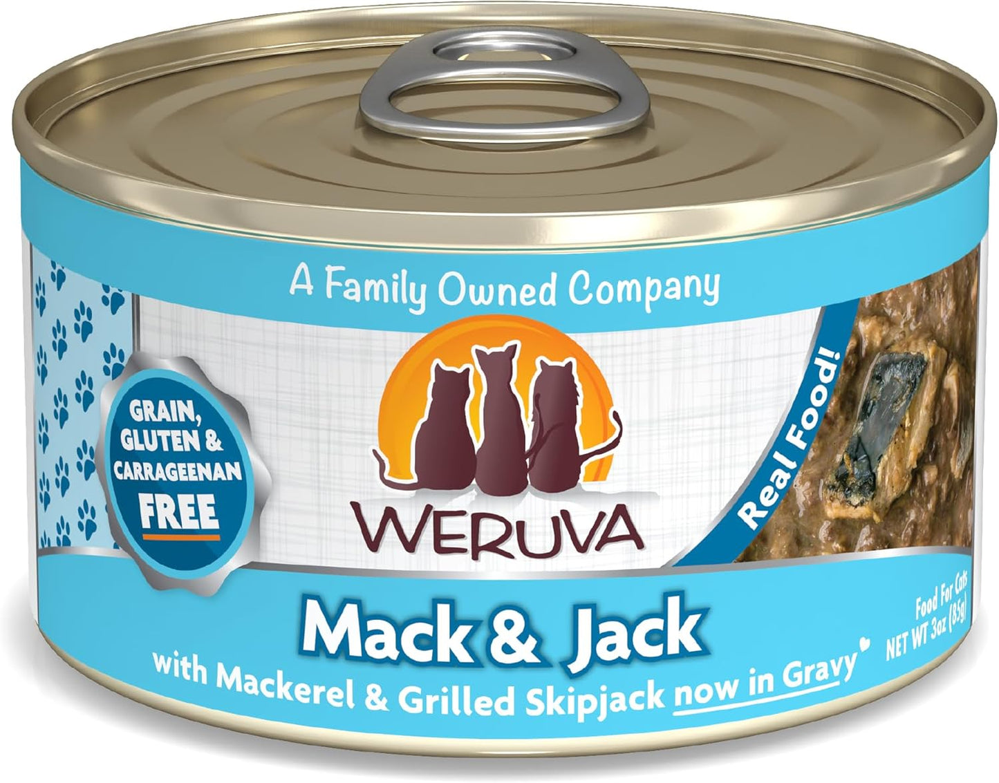 Weruva Classic Cat Food, Mack & Jack with Mackerel & Grilled Skipjack in Gravy, 3oz Can (Pack of 24)