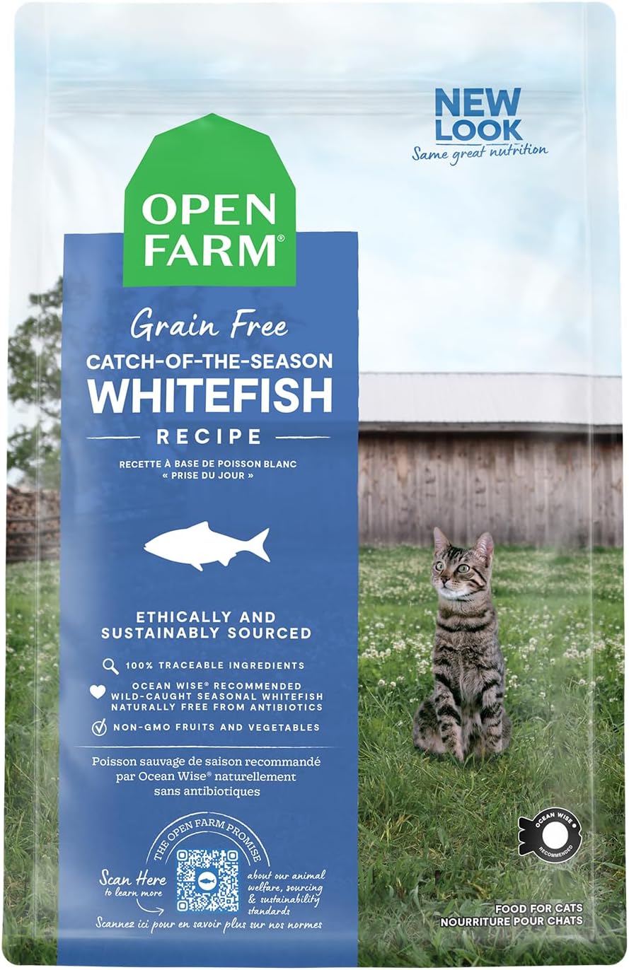 Open Farm Catch-of-The-Season Whitefish Grain-Free Dry Cat Food, Wild-Caught Fish Recipe with Non-GMO Superfoods and No Artificial Flavors or Preservatives, 2 lbs