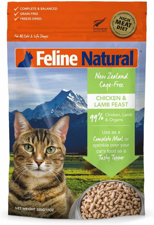 Feline Natural - Grain-Free Freeze Dried Cat Food - Chicken & Lamb, 11oz