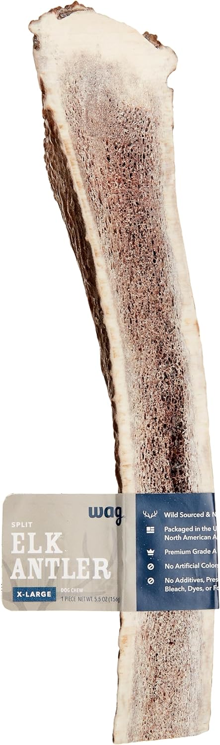 Amazon Brand \u2013 Wag Split Elk Antler, Naturally Shed, X-Large (Best for Dogs over 45 lbs)