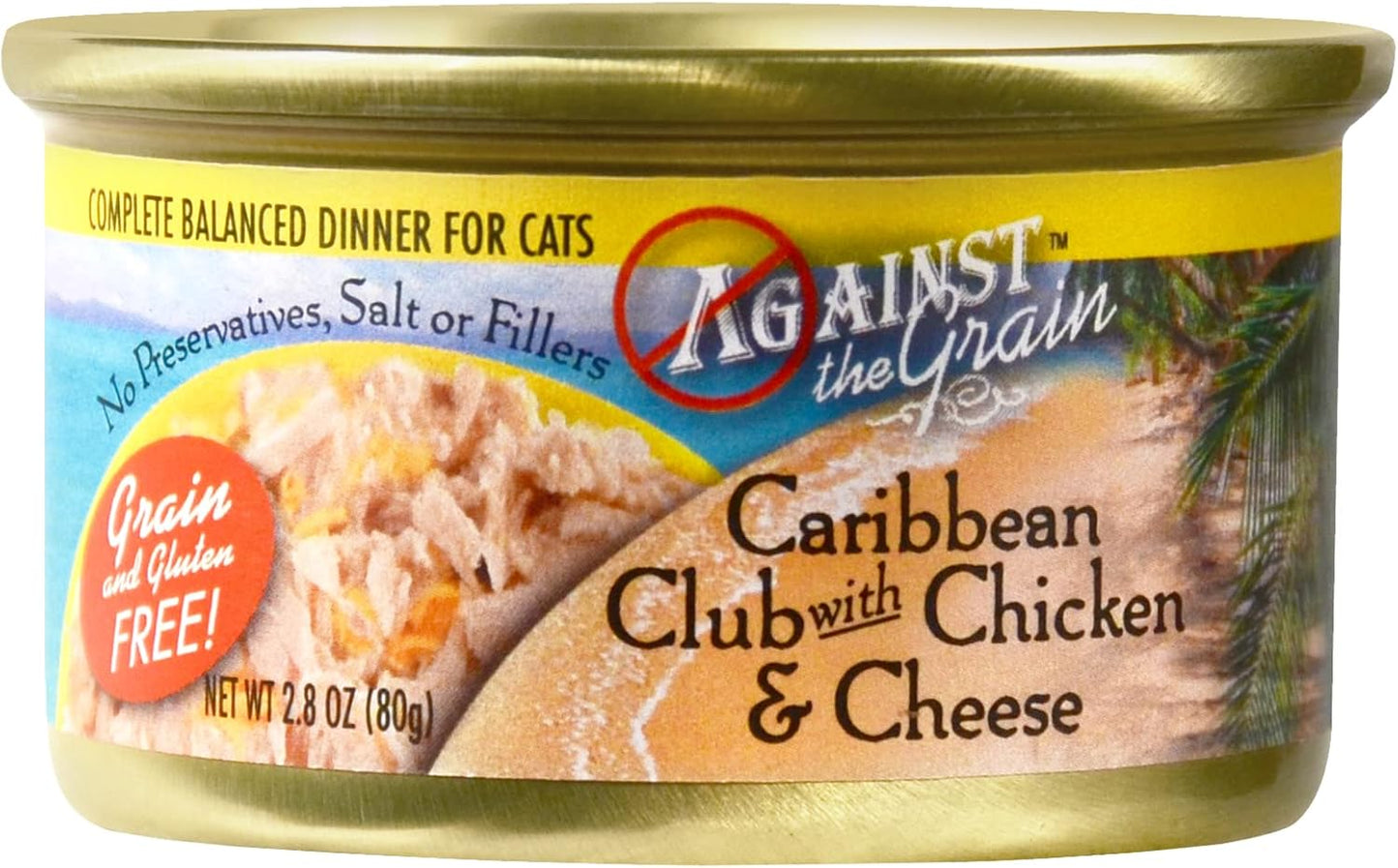 Against The Grain Caribbean Club Chicken Cheese Dinner for Cats - 24, 2.8 oz Cans