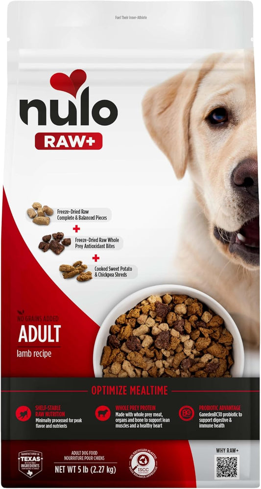 Nulo Freeze-Dried Raw+ Adult Dog Food, Lamb, 5 lb