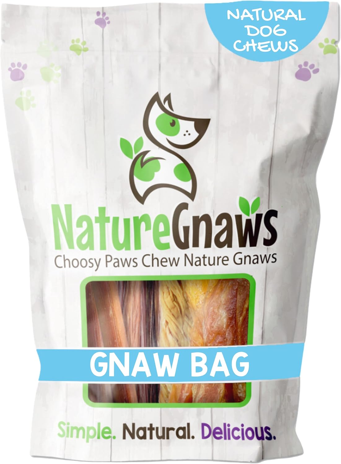 Nature Gnaws Variety Pack for Large Dogs (12 Count) - Bully Sticks, Beef Tendons and Tripe Twists for Dogs - Natural Long Lasting Beef Dog Chew Bones - Rawhide Free