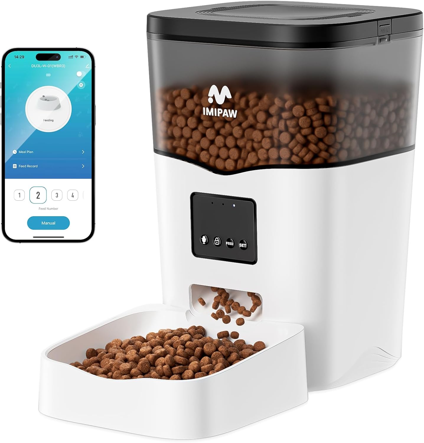 Automatic Cat Feeder WiFi: Automatic Cat Food Dispenser with App Remote Control Timed Feeding of Dry Food 10s Voice Recorder Programmable Pet Feeder for Cat & Small Dog Up to10 Meals